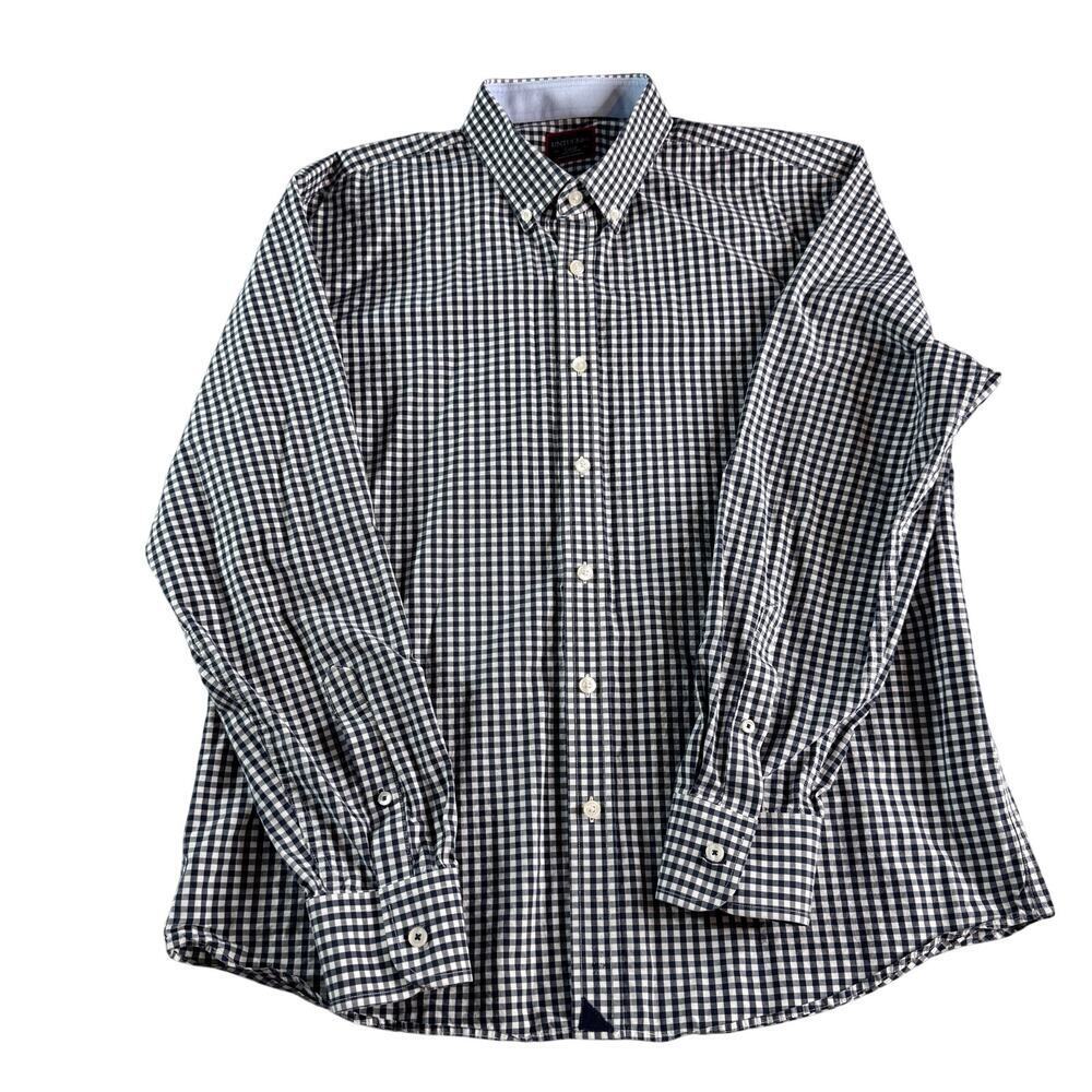 UNTUCKit Mens Large Blue Check Button Down Shirt 100% Cotton LS